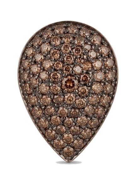Orecchino Goccia Big Argento Zirconi Brown Rodio Nero