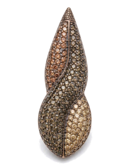 Pendente Doppia Spirale Argento Zirconi Champagne e Brown Placcato Oro Rosa