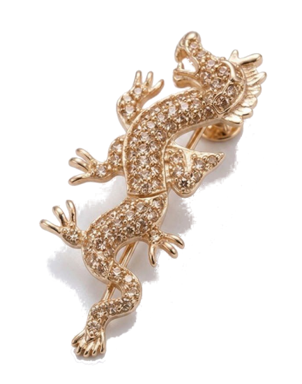 Orecchino Drago Argento Zirconi Champagne Placcato Oro Rosa